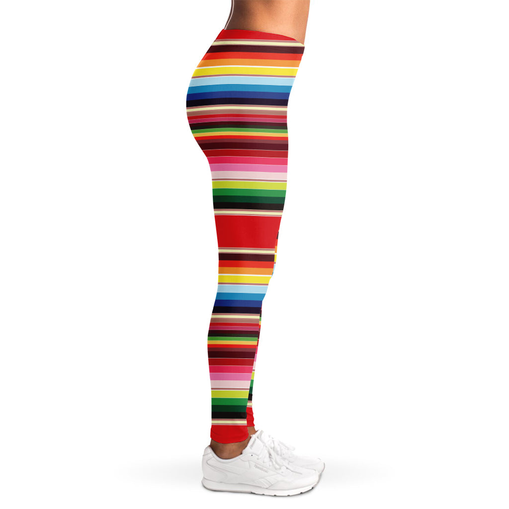 Ethnic Mexican Blanket Stripe Print Women's Leggings