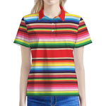 Ethnic Mexican Blanket Stripe Print Women's Polo Shirt