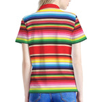 Ethnic Mexican Blanket Stripe Print Women's Polo Shirt