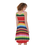 Ethnic Mexican Blanket Stripe Print Women's Sleeveless Dress