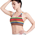 Ethnic Mexican Blanket Stripe Print Women's Sports Bra
