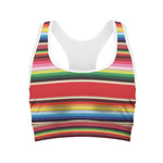 Ethnic Mexican Blanket Stripe Print Women's Sports Bra