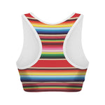 Ethnic Mexican Blanket Stripe Print Women's Sports Bra