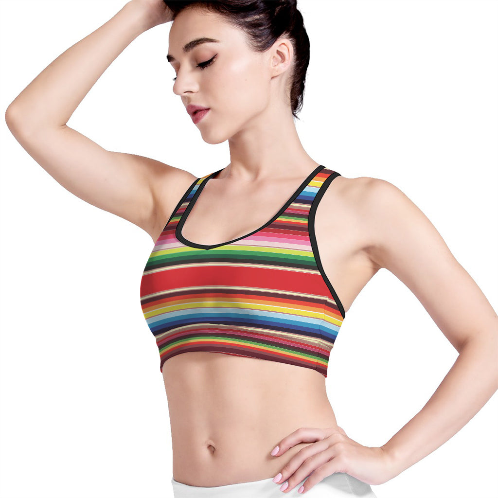 Ethnic Mexican Blanket Stripe Print Women's Sports Bra