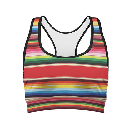 Ethnic Mexican Blanket Stripe Print Women's Sports Bra