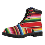 Ethnic Mexican Blanket Stripe Print Work Boots