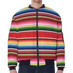Ethnic Mexican Blanket Stripe Print Zip Sleeve Bomber Jacket