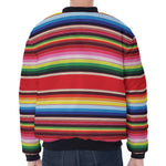 Ethnic Mexican Blanket Stripe Print Zip Sleeve Bomber Jacket