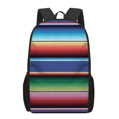 Ethnic Mexican Serape Pattern Print 17 Inch Backpack