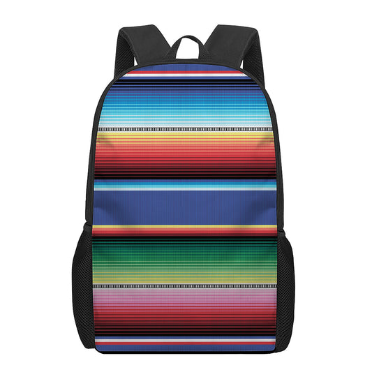 Ethnic Mexican Serape Pattern Print 17 Inch Backpack