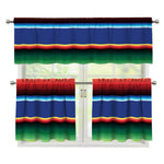 Ethnic Mexican Serape Pattern Print 3 Piece Kitchen Curtains