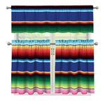 Ethnic Mexican Serape Pattern Print 3 Piece Kitchen Curtains
