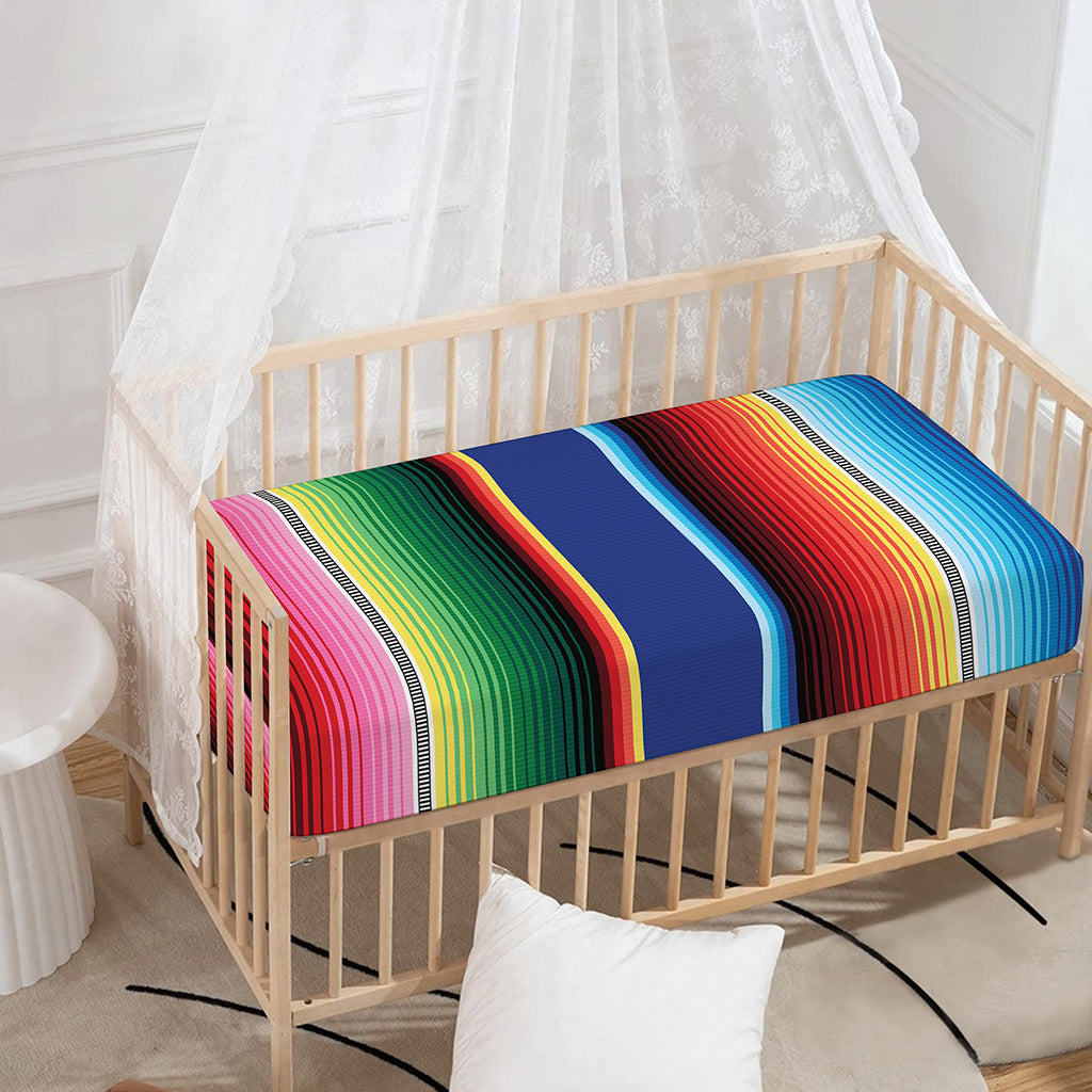 Ethnic Mexican Serape Pattern Print Baby Crib Sheet