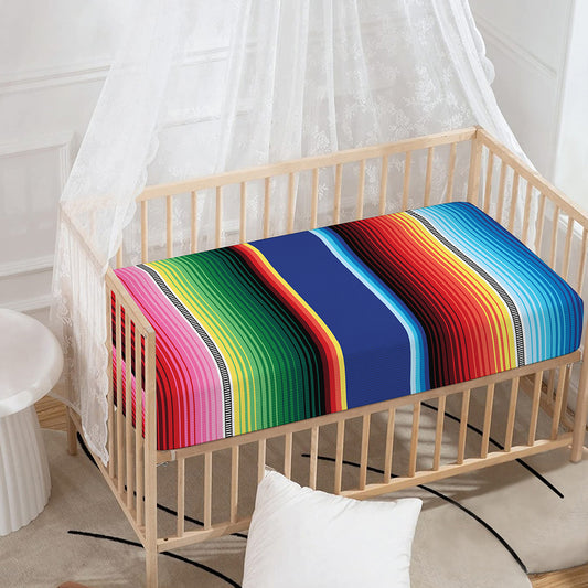 Ethnic Mexican Serape Pattern Print Baby Crib Sheet