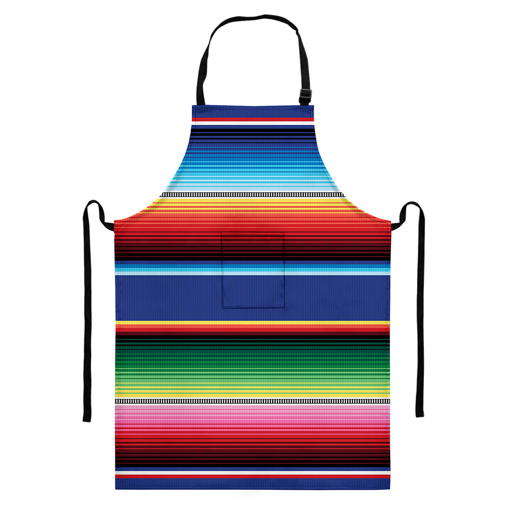 Ethnic Mexican Serape Pattern Print Bib Apron With Pocket