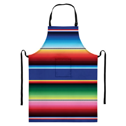 Ethnic Mexican Serape Pattern Print Bib Apron With Pocket