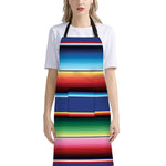 Ethnic Mexican Serape Pattern Print Bib Apron With Pocket