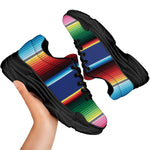 Ethnic Mexican Serape Pattern Print Black Chunky Shoes