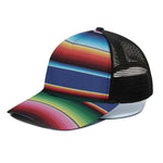 Ethnic Mexican Serape Pattern Print Black Mesh Trucker Cap