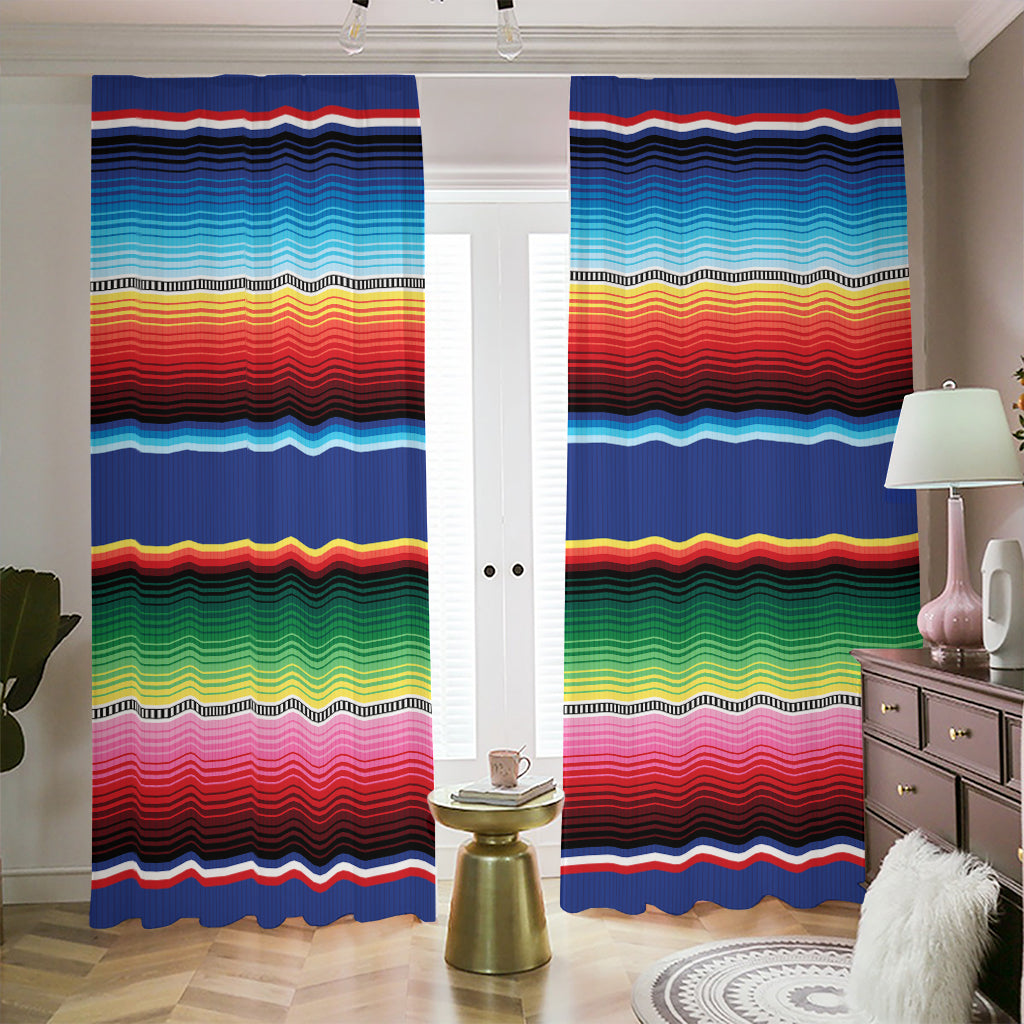 Ethnic Mexican Serape Pattern Print Blackout Pencil Pleat Curtains