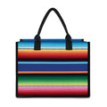 Ethnic Mexican Serape Pattern Print Canvas Tote Bag