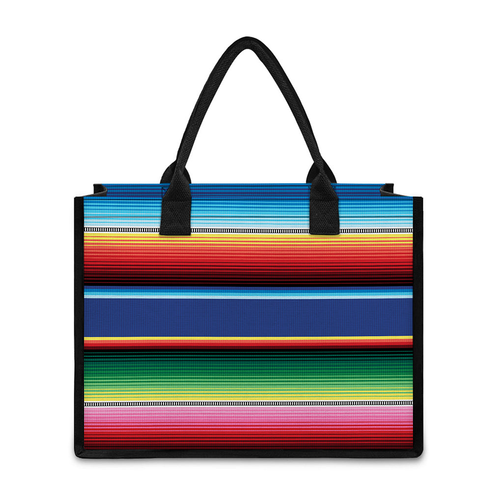 Ethnic Mexican Serape Pattern Print Canvas Tote Bag