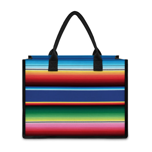 Ethnic Mexican Serape Pattern Print Canvas Tote Bag