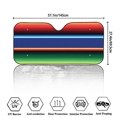 Ethnic Mexican Serape Pattern Print Car Windshield Sun Shade