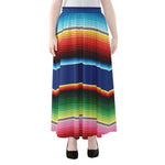 Ethnic Mexican Serape Pattern Print Chiffon Maxi Skirt