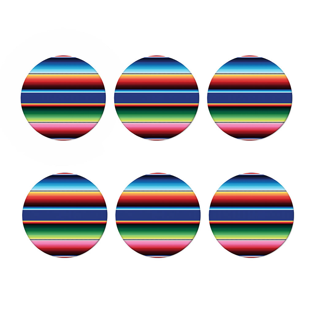 Ethnic Mexican Serape Pattern Print Coaster Set