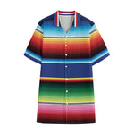 Ethnic Mexican Serape Pattern Print Cotton Hawaiian Shirt