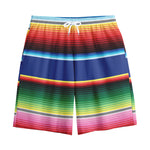 Ethnic Mexican Serape Pattern Print Cotton Shorts