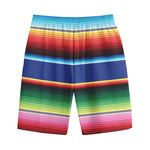 Ethnic Mexican Serape Pattern Print Cotton Shorts