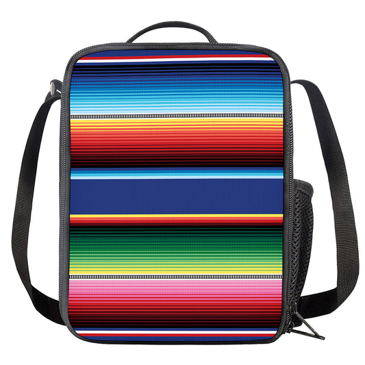 Ethnic Mexican Serape Pattern Print Crossbody Lunch Bag
