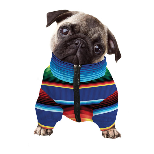 Ethnic Mexican Serape Pattern Print Dog Zip Up Jacket