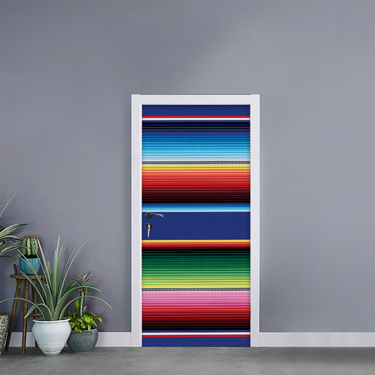 Ethnic Mexican Serape Pattern Print Door Sticker