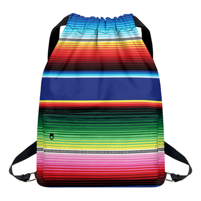 Ethnic Mexican Serape Pattern Print Drawstring Backpack
