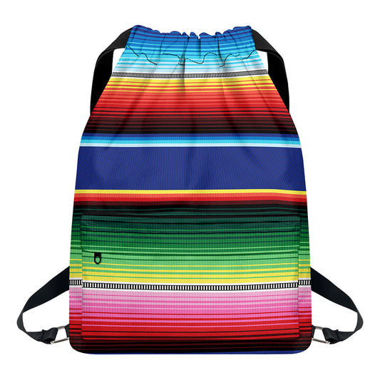 Ethnic Mexican Serape Pattern Print Drawstring Backpack