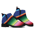 Ethnic Mexican Serape Pattern Print Flat Ankle Boots