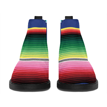 Ethnic Mexican Serape Pattern Print Flat Ankle Boots