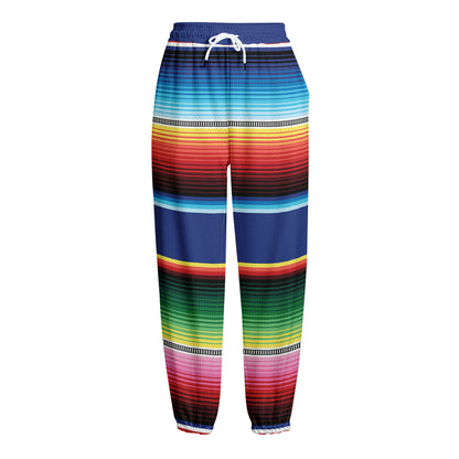 Ethnic Mexican Serape Pattern Print Fleece Lined Knit Pants