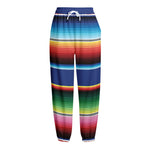 Ethnic Mexican Serape Pattern Print Fleece Lined Knit Pants