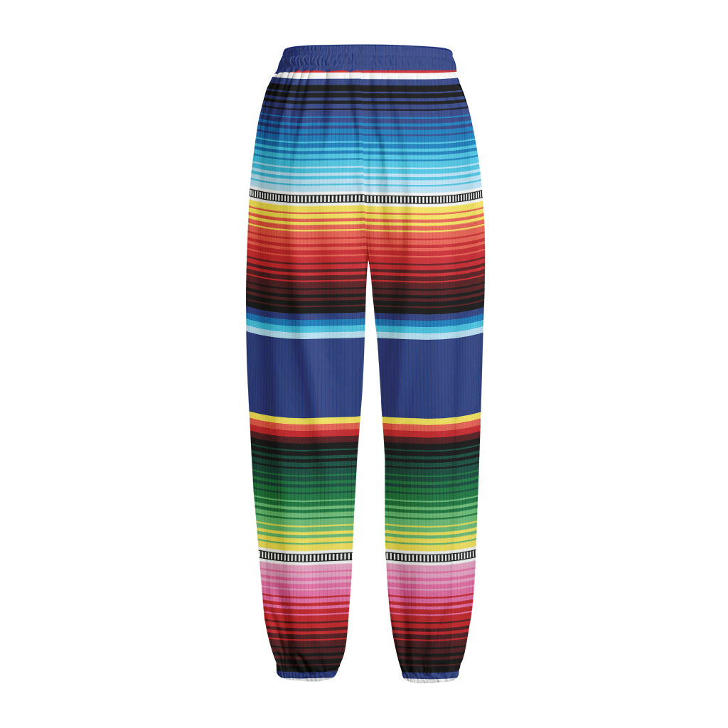 Ethnic Mexican Serape Pattern Print Fleece Lined Knit Pants