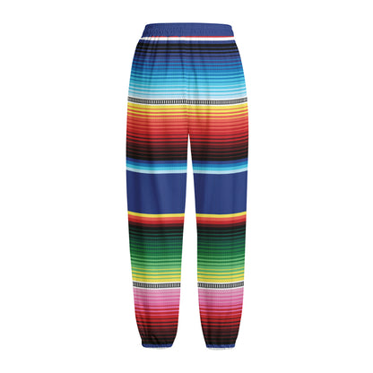 Ethnic Mexican Serape Pattern Print Fleece Lined Knit Pants