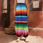 Ethnic Mexican Serape Pattern Print Harem Pants