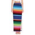 Ethnic Mexican Serape Pattern Print High Slit Maxi Skirt