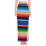 Ethnic Mexican Serape Pattern Print High Slit Maxi Skirt