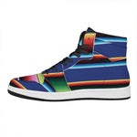 Ethnic Mexican Serape Pattern Print High Top Leather Sneakers