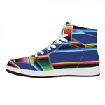 Ethnic Mexican Serape Pattern Print High Top Leather Sneakers