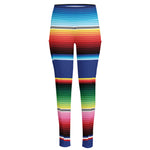 Ethnic Mexican Serape Pattern Print High-Waisted Pocket Leggings
